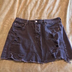 American Eagle Outfitters Ripped Black Mini Skirt